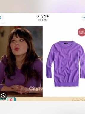 JCrew XS Purple Crewneck Women’s Sweater ASO Zooey Deschanel